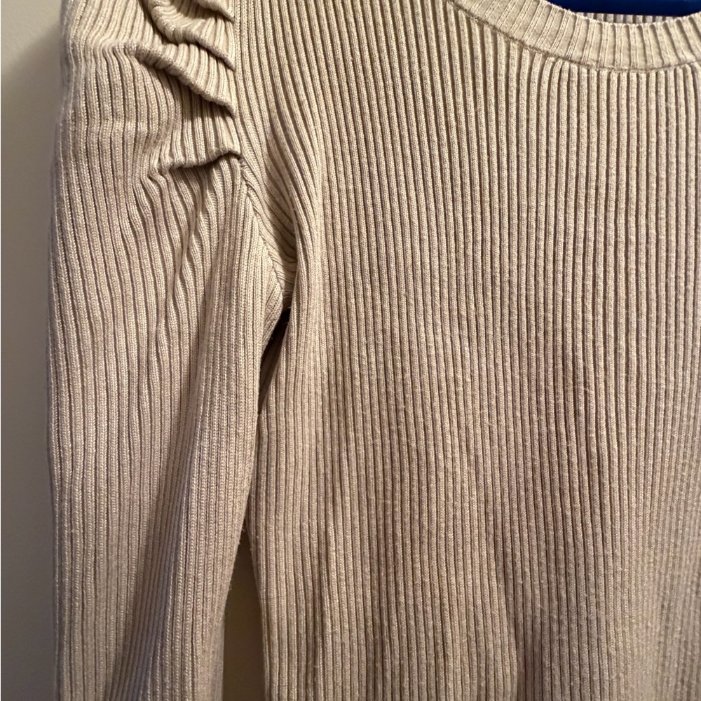 Almost Famous Cream Ribbed Knit Top - Picture 2 of 4